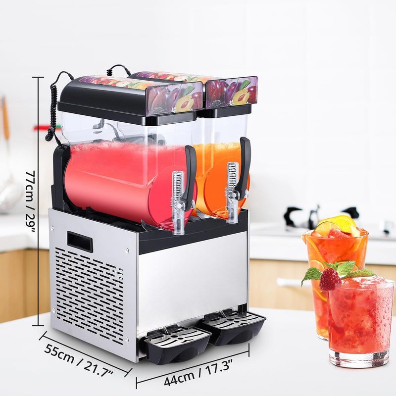 commercial slushie machine 15l 2   triple tank   stainless steel self cleaning high speed mixing     drinks margaritas coffee cocktails   black Product details 0
