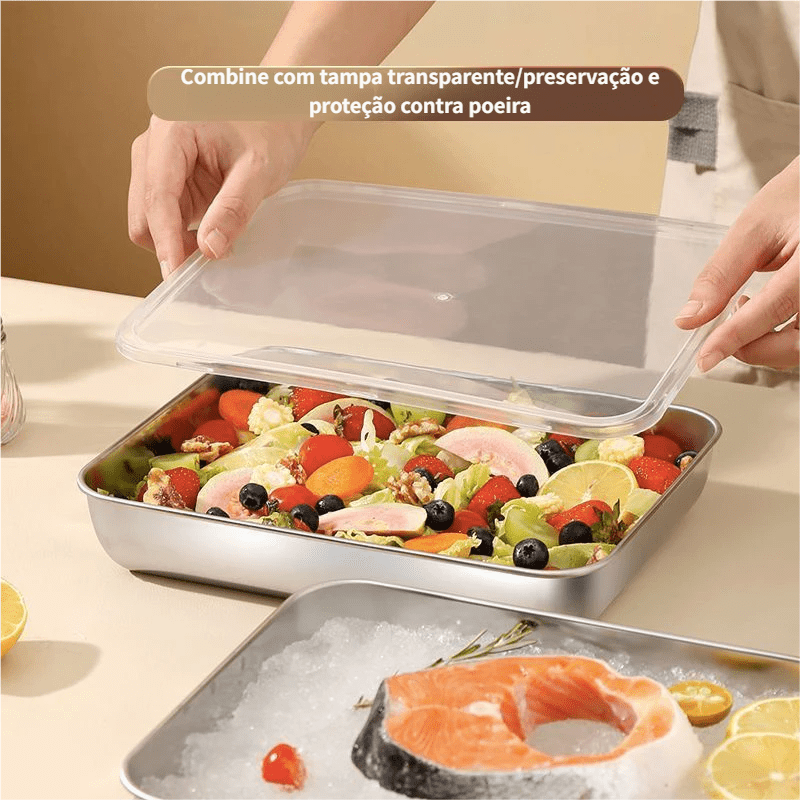 Caixa de refeição em aço inoxidável com tampa hermética