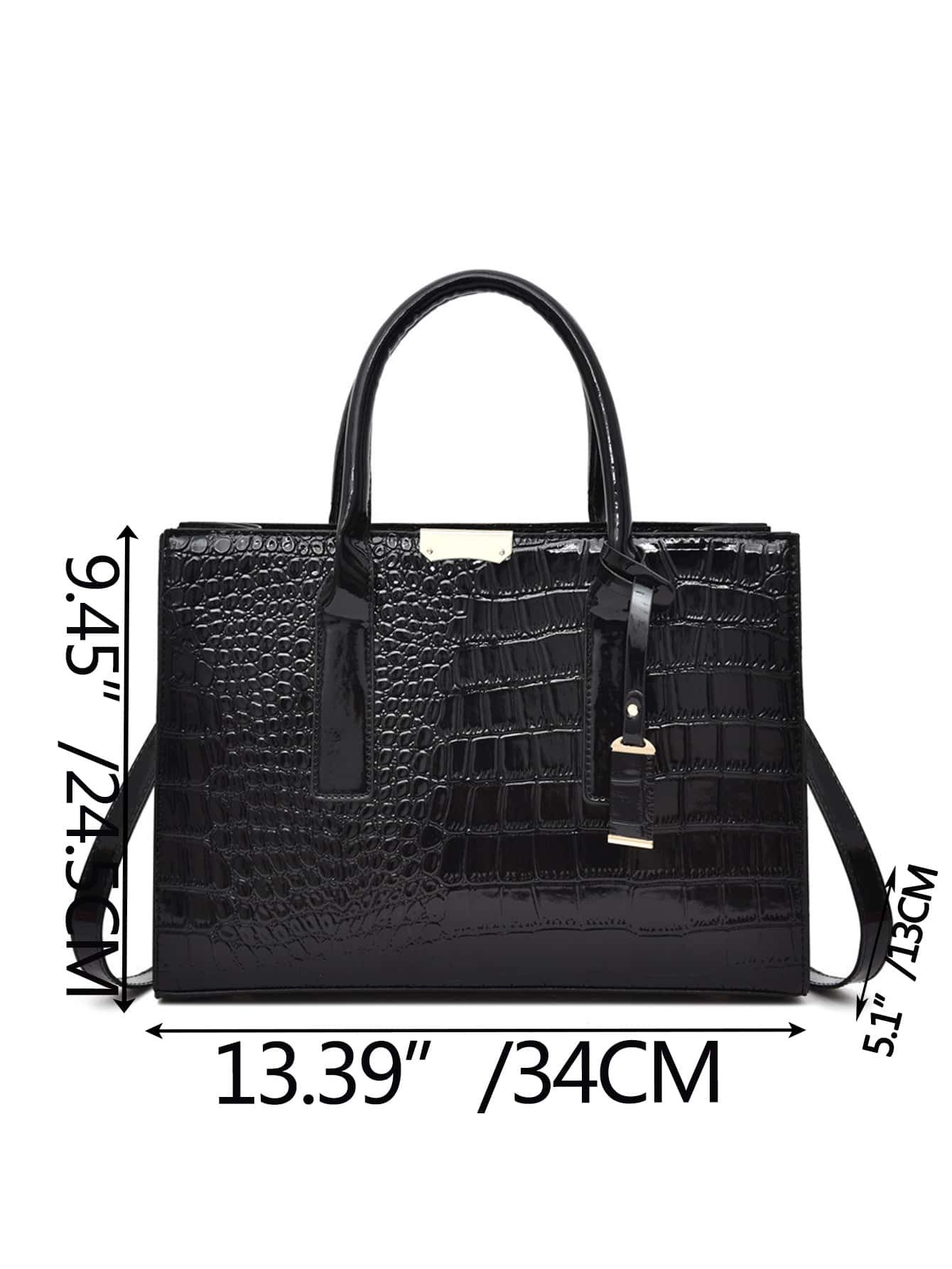 Sac à Main Croco Chic Moyen - Cuir Synthétique, Bandoulière, Idéal Travail & Voyage, Neuf Avec étiquettes