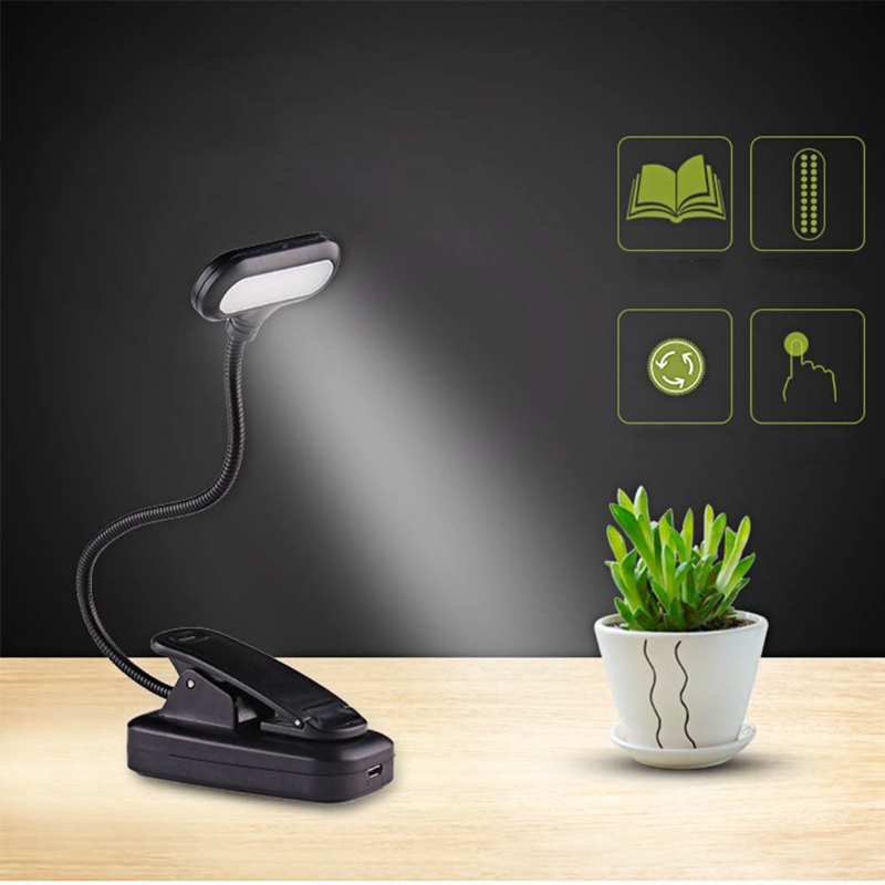 1pc led book light usb rechargeable mini led reading light warm clip lamp desk table read night light for travel bedroom details 1