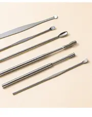 6 pcs steel ear picking spoon set pu ear curette ear picking tool details 3