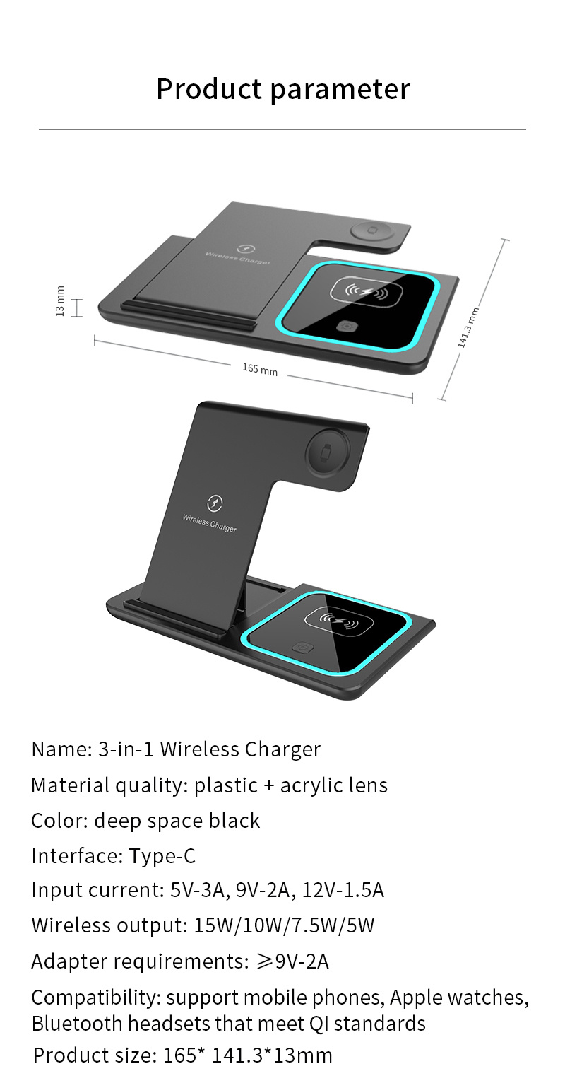 fast charging station, 3 in 1 fast charging station folding wireless charger stand for iphone 14 13 12 11 pro max mini plus x xr xs max se 8 plus iwatch 1 8 airpods 3 2 pro details 9