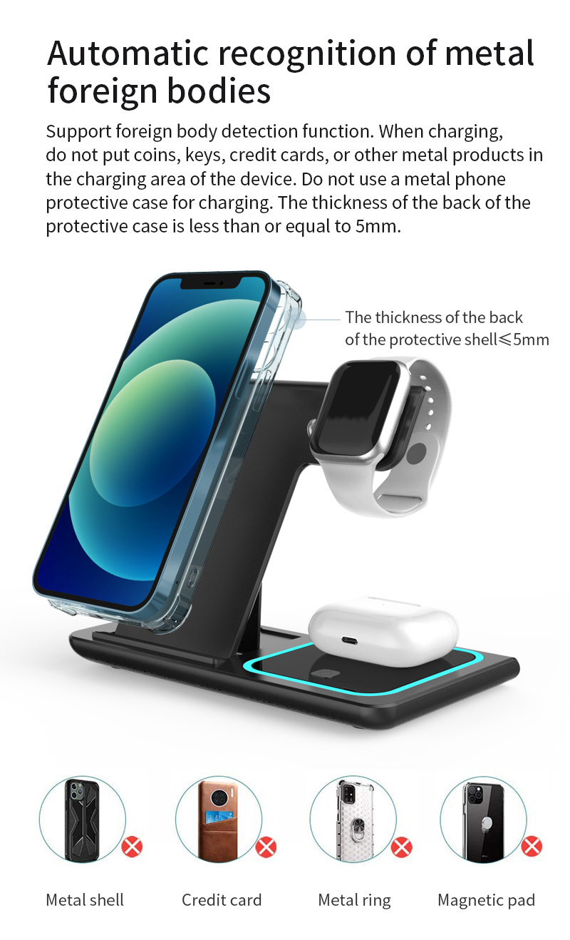 fast charging station, 3 in 1 fast charging station folding wireless charger stand for iphone 14 13 12 11 pro max mini plus x xr xs max se 8 plus iwatch 1 8 airpods 3 2 pro details 5