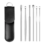 6 pcs steel ear picking spoon set pu ear curette ear picking tool details 8