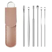 6 pcs steel ear picking spoon set pu ear curette ear picking tool details 6