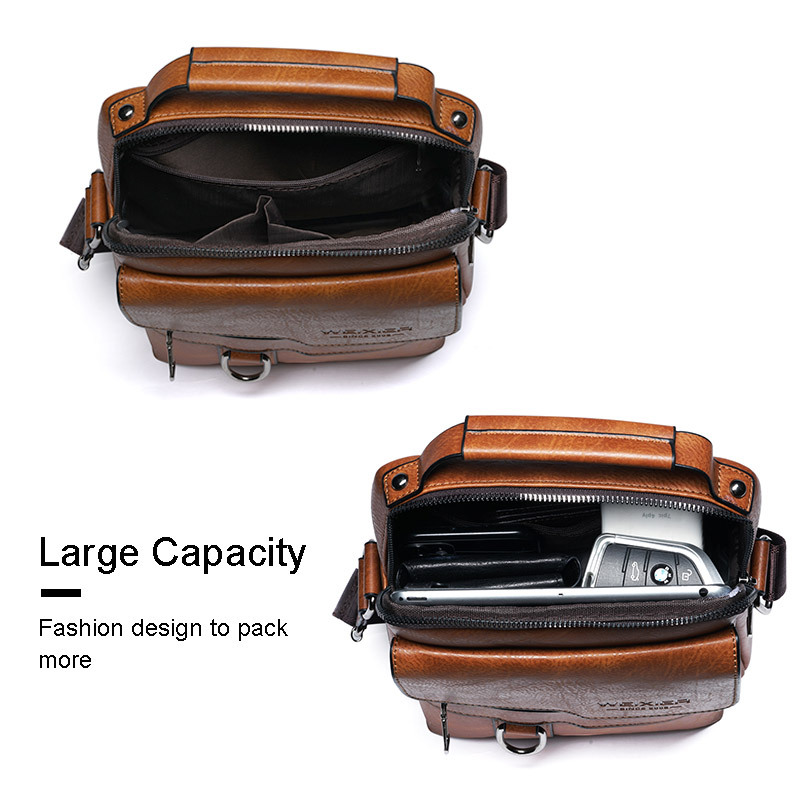 mens genuine leather crossbody bag shoulder bags vintage handbags business bag details 1