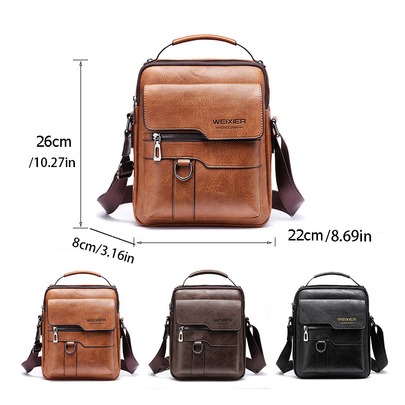 mens genuine leather crossbody bag shoulder bags vintage handbags business bag details 6