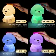 1pc cute night light for kids 16 color changing kids night light lamp rechargeable silicone baby night light kawaii room decor animal toddler night lights portable tap dog light kids lamp gift details 4