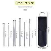 6 pcs steel ear picking spoon set pu ear curette ear picking tool details 4