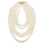 womens faux pearl beaded necklace multilayer sweater chain jewelry details 2