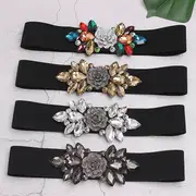 flower beaded elastic cummerbunds female dress corsets waistband belts decoration wide belt details 1