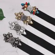 flower beaded elastic cummerbunds female dress corsets waistband belts decoration wide belt details 2