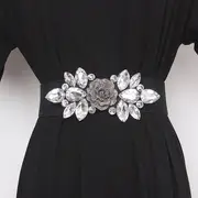 flower beaded elastic cummerbunds female dress corsets waistband belts decoration wide belt details 3