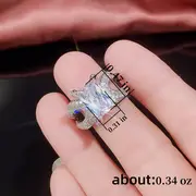 elegant promise ring silver plated inlaid large square zircon multi layer design evening party cocktail party decor birthday gift for female details 2