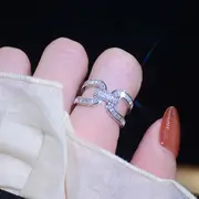 luxury simple criss cross cuff zircon lady wedding ring wrist ring details 5