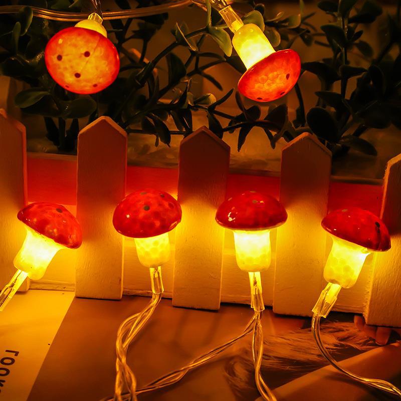 1 set 10 lights led mushroom model lights new christmas lights star lights decorative light strings details 2
