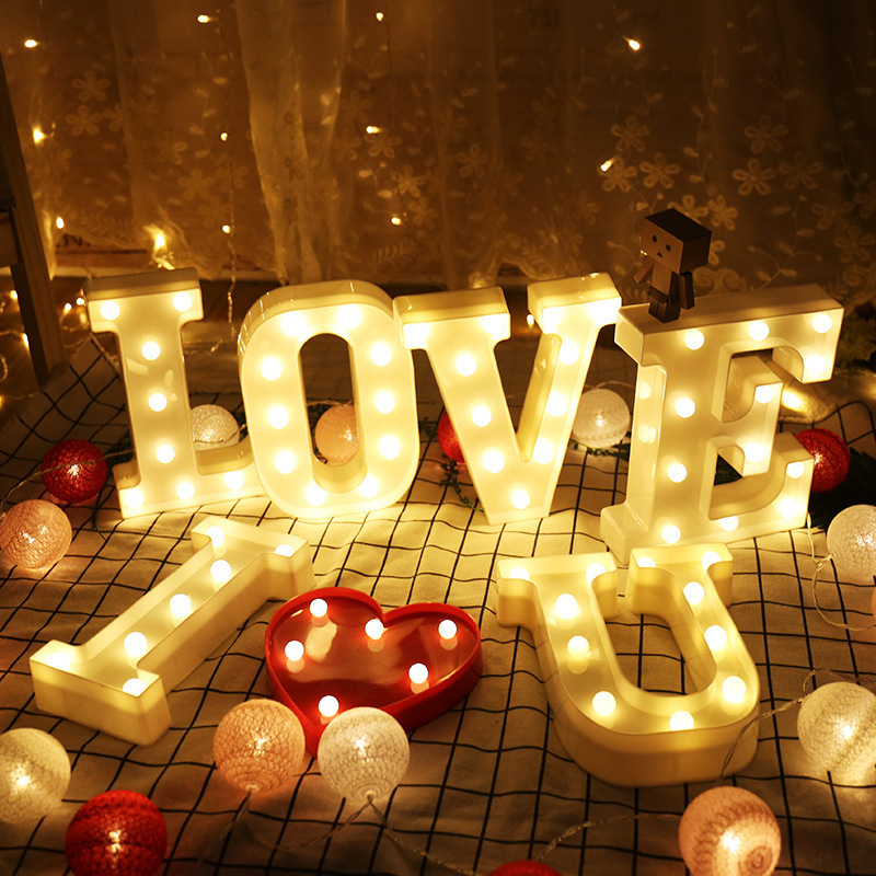 1pc english led letter lights proposal birthday decorations holiday party decorations interior room decorations store decorations outdoor party valentines day decoration details 8