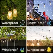 waterproof bulbs, 100ft outdoor led string lights 54 waterproof bulbs 4 spare perfect for backyard garden porch details 3