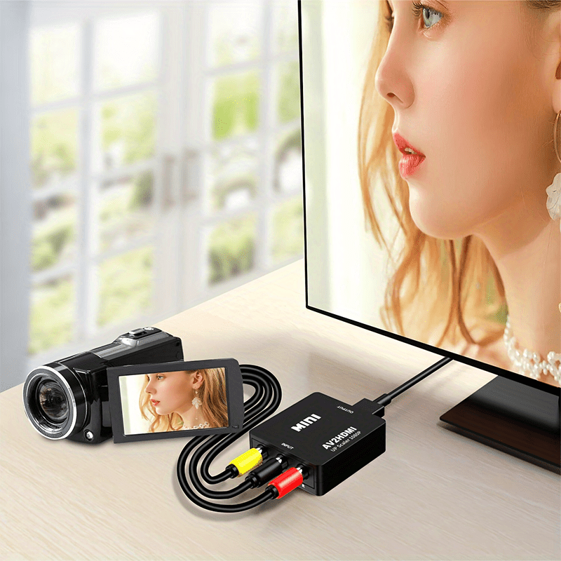 convertidor hdtv 1080p - adaptador rca a av, compatible con pal/ para tv, pc, ps3, , vhs, vcr, reproductores de blu-ray detalles 5