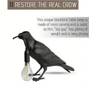 raven table lamp birds desk lamp resin crow wall sconce creative night light modern art fixture for home decor living room halloween christmas decor desk accessories for camping party perfect gift for birthday christmas with us plug black white bulb included details 1