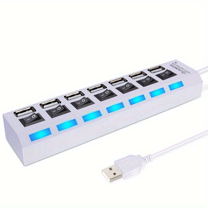 7 Puertos LED USB 2.0 Adaptador Hub Power Switch Para PC Laptop BK detalles 5