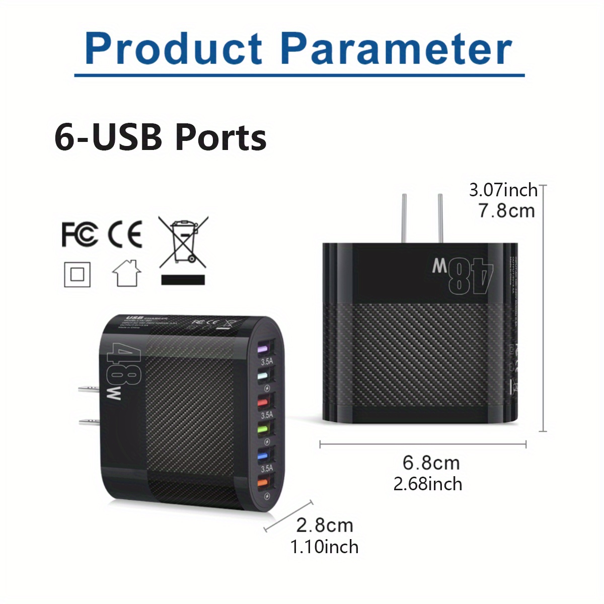 48w 6 usb ports fast charging head multi ports quick charge adapter for all phones details 6