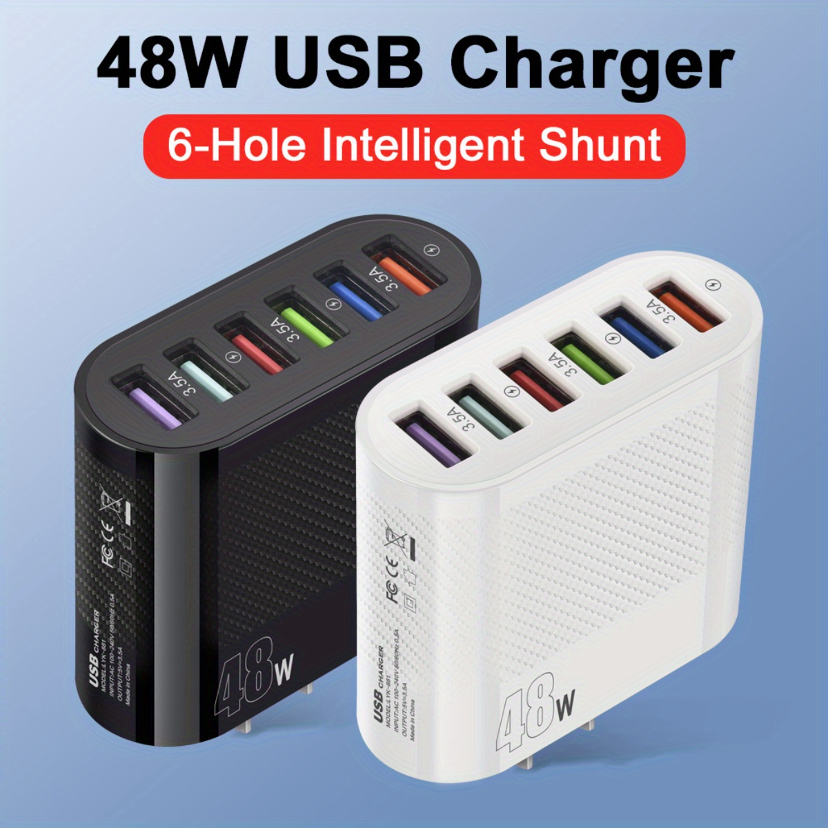 48w 6 usb ports fast charging head multi ports quick charge adapter for all phones details 0