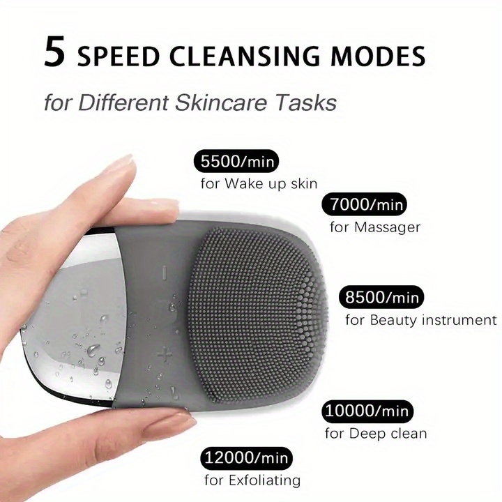 facial cleansing brush electric silicone face scrubber face details 2