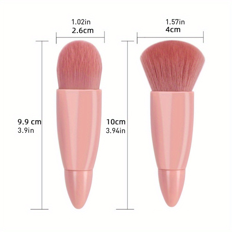 5pcs set portable mini makeup brush set with mirror and case soft fiber hair powder and eye shadow brushes for professional beauty tools details 1