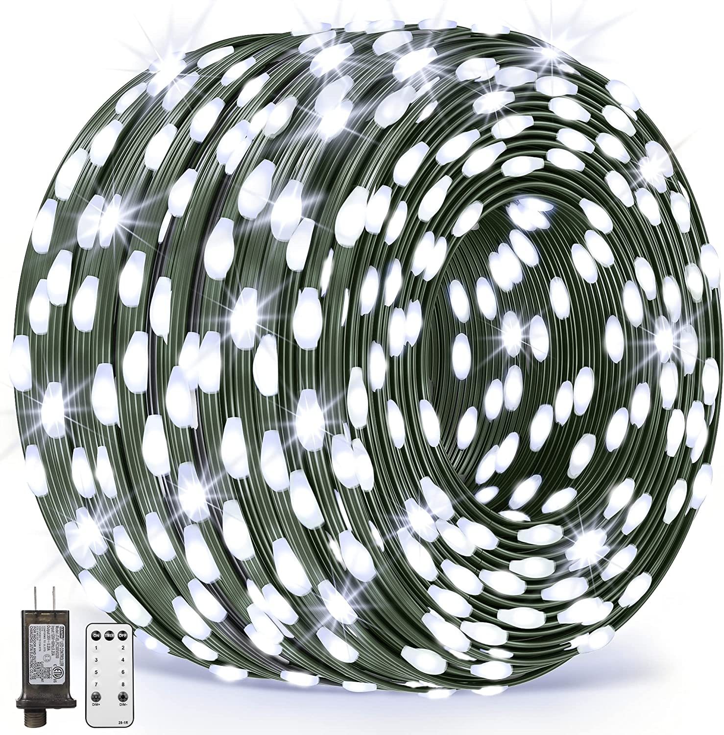 1 set 1000 led christmas lights 405ft outdoor string lights plug in fairy lights green wire with remote timer 8 lighting modes decorations lights for tree xmas indoor wedding garden multi colored warm white cool white details 10