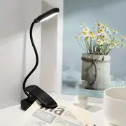 1pc clip on book light battery powered flexible hose table lamp desktop small reading lamp portable small night light for room decor details 1