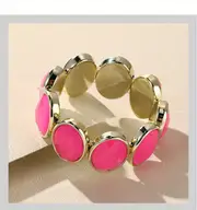 vintage golden colorful resin chain bracelet for women girls elastic colorful charm wide bracelet stretch jewelry details 10