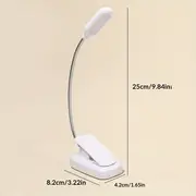 1pc clip on book light battery powered flexible hose table lamp desktop small reading lamp portable small night light for room decor details 9