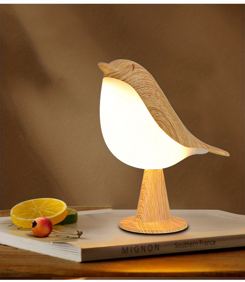 1pc magpie night light cute little bird night light with touch control modern dimmable rechargeable aromatherapy table lamp for bedroom nursery office car home decor details 5
