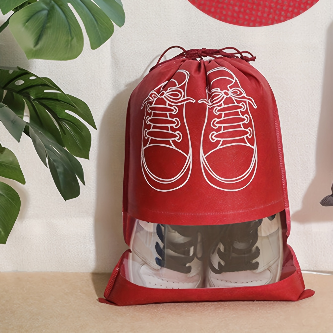 simple portable shoes bag drawstring pouch dustproof lightweight bag for travel details 7
