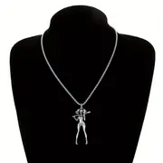 1pc exquisite silver necklace with female playing baseball pendant for men details 3