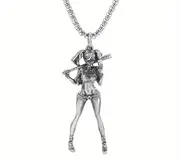 1pc exquisite silver necklace with female playing baseball pendant for men details 0