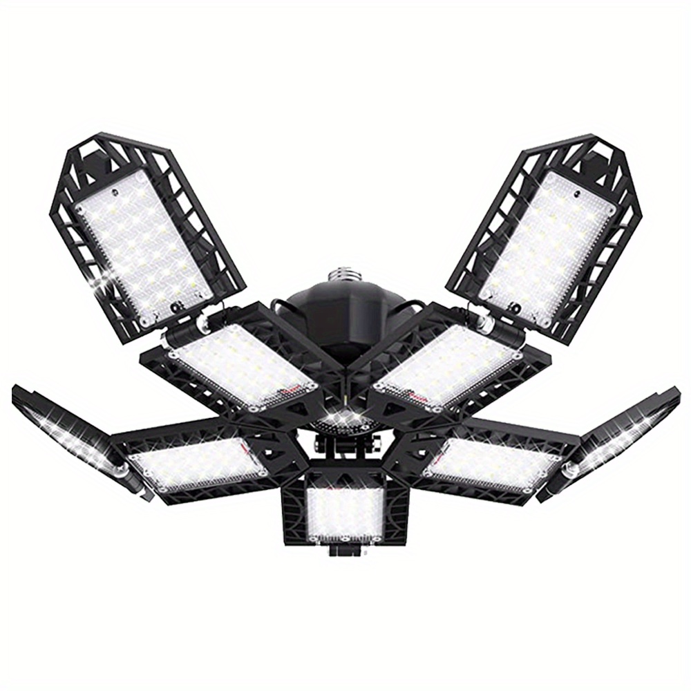 20000lm led garage ceiling lighting 10 1 adjustable panels lights for maximum brightness and coverage 200w 6000k deformable led shop light with e26 e27 medium base details 11