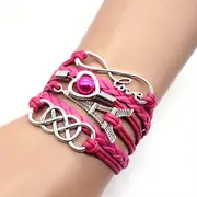 1pc fashionable and vintage handwoven bracelet with heart and tower pattern for men and women details 7