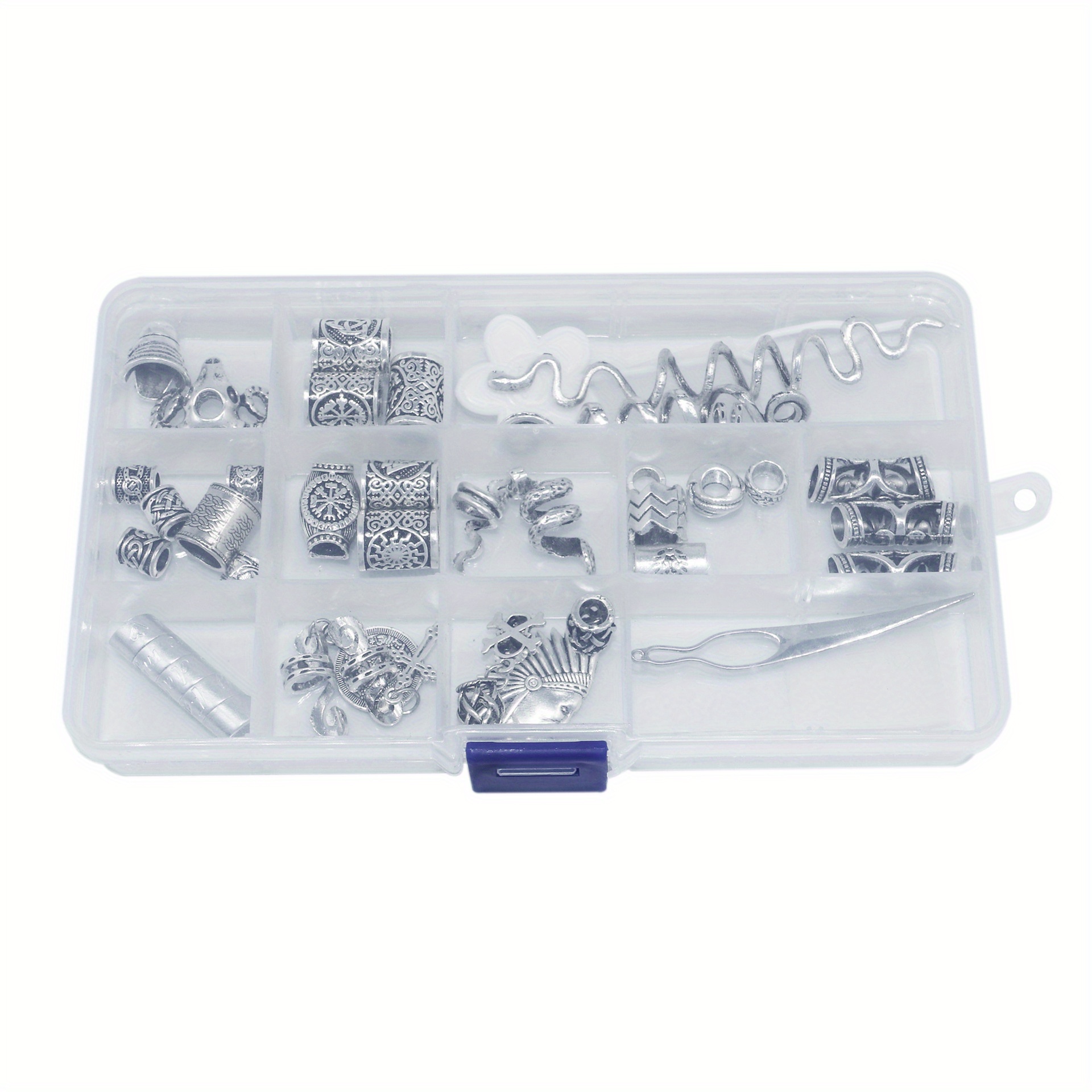 Набір для дредлоків зі скандинавськими вікінгськими рунами та  ами з великою отвором, гачком для вязання, металевий аксесуар для   з порожніми візерунками та формою  , аксесуари для   у панк-стилі для заплетеного   та бороди. детальніше 3