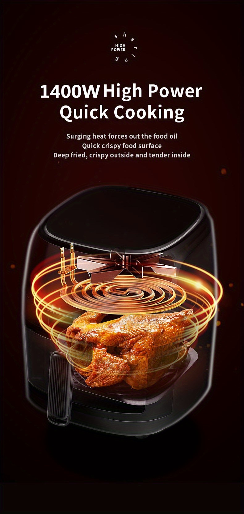 large capacity air fryer color touch screen perfect french details 5