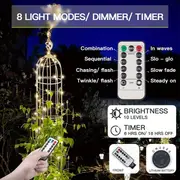 1pc twinkle star 100leds copper wire light strings garden fairy light strings with 8 lighting modes usb powered with remote control for wedding party home christmas decoration 33ft details 5
