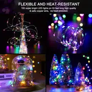 1pc twinkle star 100leds copper wire light strings garden fairy light strings with 8 lighting modes usb powered with remote control for wedding party home christmas decoration 33ft details 2