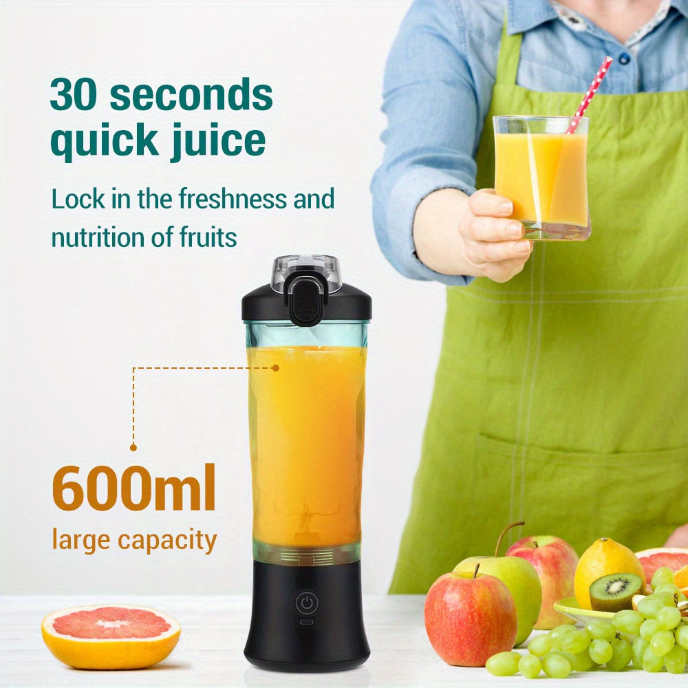 600ml wireless portable blender bottle electric juicer for fresh juice smoothies and citrus mixer and squeezer in one details 2