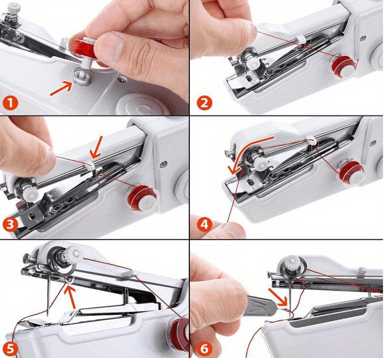 1pc mini portable handheld sewing machine cordless electric sewing machine set home sewing quick repair children diy clothes sewing machine details 4