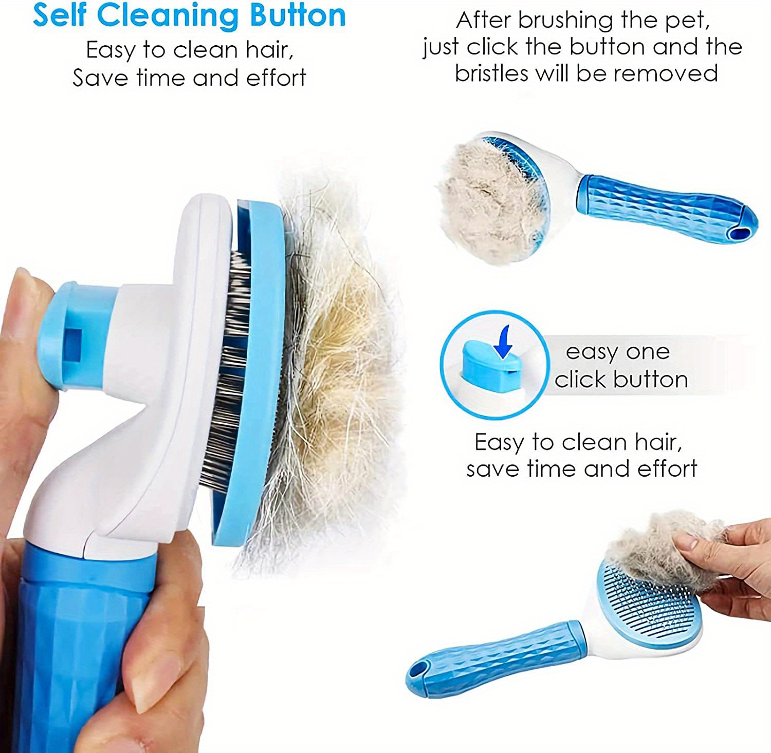 self cleaning slicker brush dog cat bunny pet grooming shedding brush easy to remove loose undercoat pet massaging tool suitable for pets with long or short hair details 4
