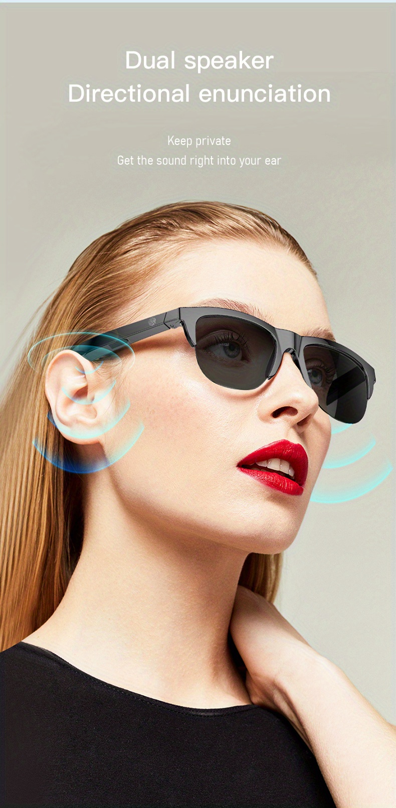 smart glasses with wireless earphones uv400 protection hands free calling music outdoor audio for sports more details 10