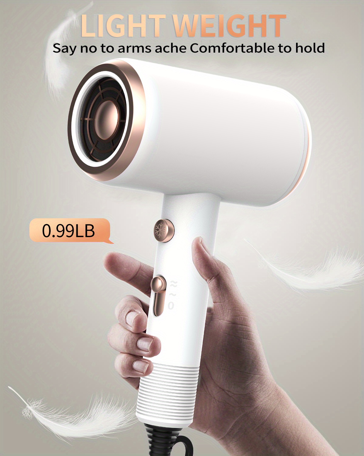 powerful ionic hair dryer with diffuser 2 speeds 3 heating and cooling buttons for straight and curly hair perfect for home travel and salon use holiday gift details 2