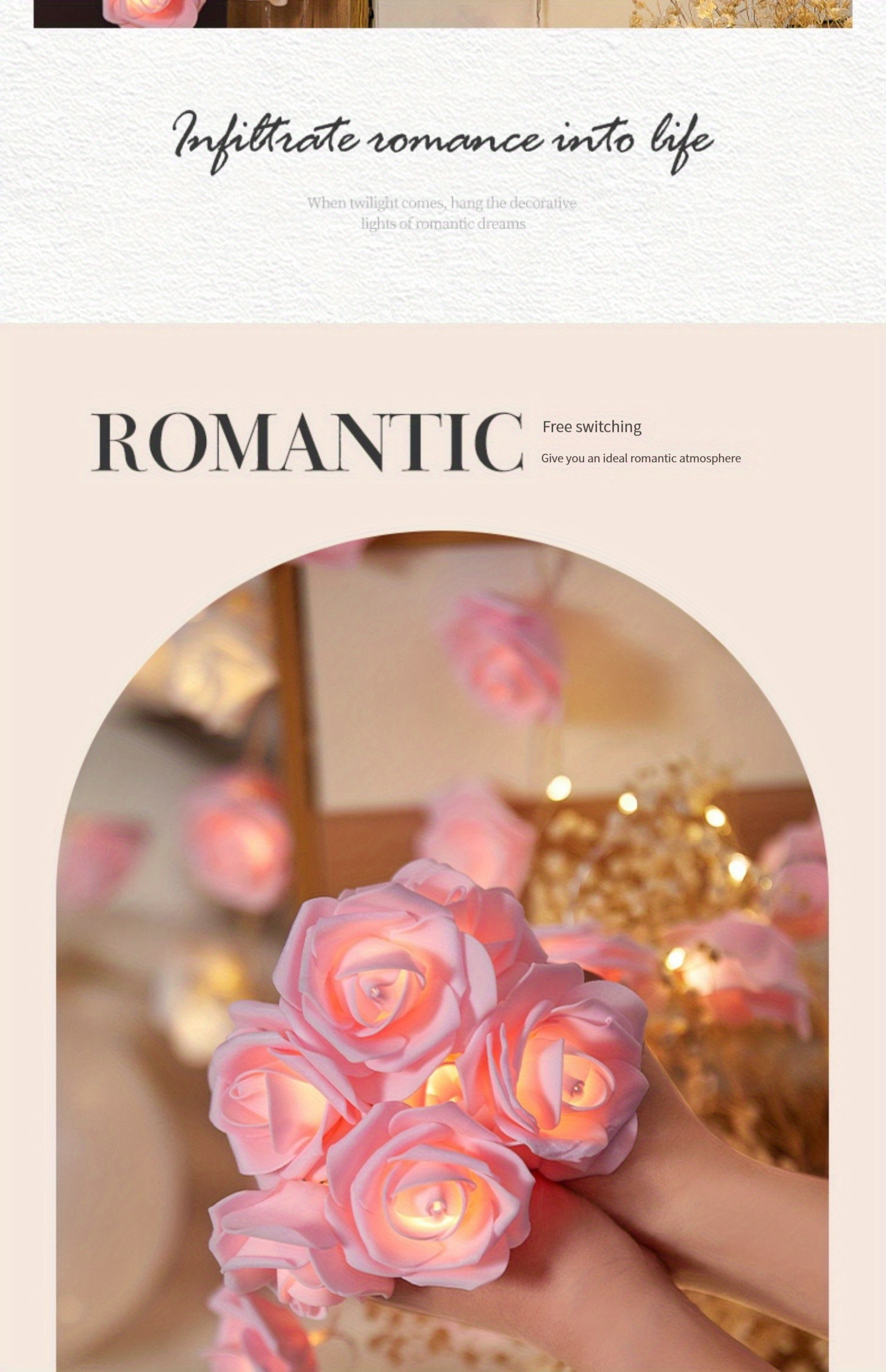 1pc usb led rose string lights 20 bubble flower fairy lights for party surprise valentines day wedding room garden and outdoor decoration soft and romantic ambiance details 1