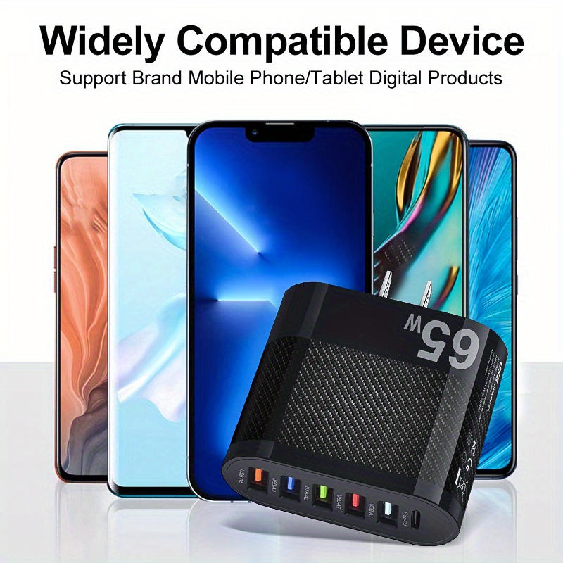 6 ports 65w pd us standard fast charge details 6